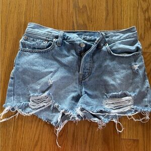 Denim Blue Distressed Women Shorts